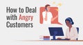 Dealing with angry customers flat vector banner template