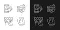 Dealing with digital technology linear icons set for dark and light mode Royalty Free Stock Photo