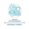 Dealing with harassment turquoise concept icon