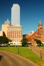 Dealey Plaza and the Dallas Texas skyline Royalty Free Stock Photo