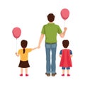 Dear father with balloon helium and kids