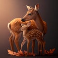 Dear and fawn mother love concept generative ai