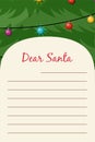 Dear Santa Christmas stationery template letter paper note. Royalty Free Stock Photo