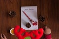 Dear Santa letter, Christmas card. Childhood dreams about gifts. New year concept Royalty Free Stock Photo