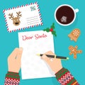 Dear Santa. Writing letter to santa claus