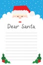 Dear Santa. Writing letter to santa claus