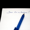 Dear sir or Madame hand written note, Letter writing