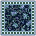 Deasign scarf with Indian floral ornament. Vector. Royalty Free Stock Photo