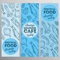 Deasign set seafood cafe. Restaurant brochure,flyer.Hand drawn graphic