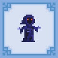 Death character with glowing eyes. Pixel art character. Vector illustration