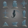 Death design concept set with cemetery and mourning