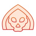 Death flat icon. Grim reaper skull, creepy demon face in hood. Halloween party vector design concept, gradient style