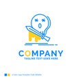 Death, frag, game, kill, sword Blue Yellow Business Logo templat