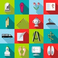 Death and funeral icons set, flat style Royalty Free Stock Photo