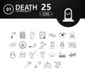 DEATH & FUNERAL set of outline icons