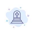 Death, Grave, Gravestone, Rip Blue Icon on Abstract Cloud Background