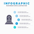 Death, Grave, Gravestone, Rip Solid Icon Infographics 5 Steps Presentation Background