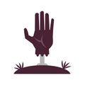 Death hand coming out of the ground flat style icon Royalty Free Stock Photo