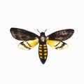 Death head hawkmoth isolated on white background. Watercolor hand drawn illustration.