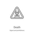 death icon vector from signal and prohibitions collection. Thin line death outline icon vector illustration. Linear symbol for use