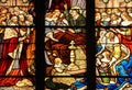 Death of Louis XIII in the presence of Saint-Vincent-de-Paul and others, stained glass window Royalty Free Stock Photo