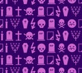 Death pattern seamless. Tombstone and cross background. Cemetery and skull. Candle and mourning frame