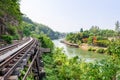 Death Railway bridge over the Kwai Noi river Royalty Free Stock Photo