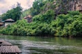 The death railway World war 2 thai at Krasae cave , kanchanaburi , Thailand Royalty Free Stock Photo