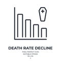 Death rate decline concept editable stroke outline icon isolated on white background flat vector illustration. Pixel perfect. 64 x