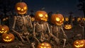 Death and Ritualistic Ambiance Among Skeletons, Jack-o\'-Lanterns, and Nighttime Mysteries in the Halloween Cemetery