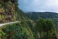 Death Road - July 25, 2017: Panoramic view of the Yungas road, or Death Road, Bolivia Royalty Free Stock Photo