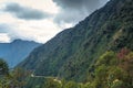 Death Road - July 25, 2017: Panoramic view of the Yungas road, or Death Road, Bolivia Royalty Free Stock Photo