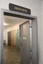 Death row sign over a prison cell block door