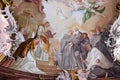 The death of Saint Benedict, fresco by Matthaus Gunther in Benedictine monastery church in Amorbach, Germany