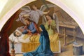 The death of Saint Joseph fresco at Saint Nicholas Church in Krapina, Croatia Royalty Free Stock Photo