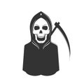 Death sign. Evil, horror with ghost skeleton, scythe Royalty Free Stock Photo