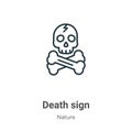 Death sign outline vector icon. Thin line black death sign icon, flat vector simple element illustration from editable nature Royalty Free Stock Photo