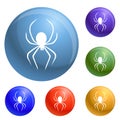 Death spider icons set vector