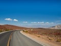 Death Valley, Mojave Desert lone empty road, California, USA: The hottest place on the planet Earth Royalty Free Stock Photo