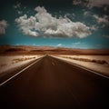 Death Valley straight road in desert National Park Royalty Free Stock Photo