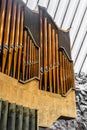 Deatil of the majestic organ in the rock church of Temppeliaukio in Helsinki - 4 Royalty Free Stock Photo