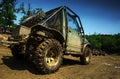 Deatil of muddy jeep car