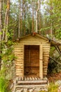 Deatil of an old wooden changing cabin on the shore of the Saimaa lake in Finland - 1