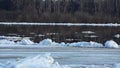 Debacle. Ice drift on river. Ice floats spring or early winter