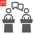 Debate glyph icon, election and discussion, political debate sign vector graphics, editable stroke solid icon, eps 10. Royalty Free Stock Photo