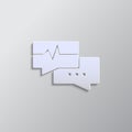 Debate, icon, cardiogram, talk, bubble paper style. Grey color vector background