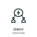 debate icon vector from voting elections collection. Thin line debate outline icon vector illustration