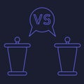 Debate between politicians election president vs. purple color two podiums Democrats vs. Republicans