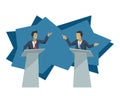 Debate of two politicians - violent gesticulation