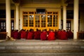 Debating Buddhist monks, Dalai Lama temple, McLeod Ganj, India Royalty Free Stock Photo